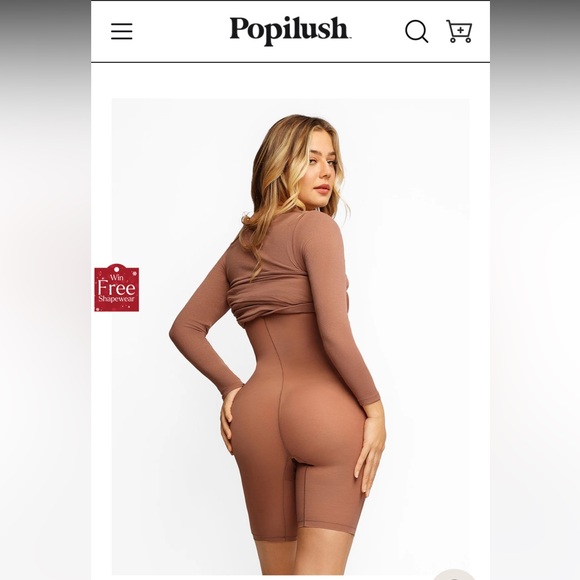 Popilush Shapewear Square Neck Long Sleeve Slimming Modal Maxi Dress in Black M - Picture 5 of 13